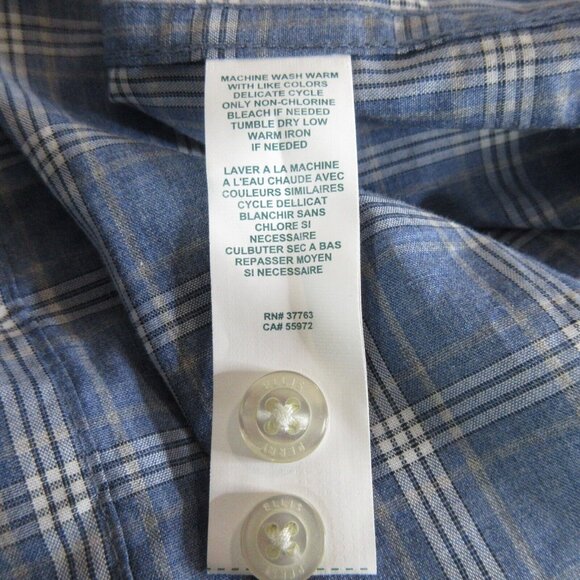 Perry Ellis Slim Fit Shirt Sz Large Button-Up Blue Plaid Long Sleeve 100% Cotton - Picture 5 of 10